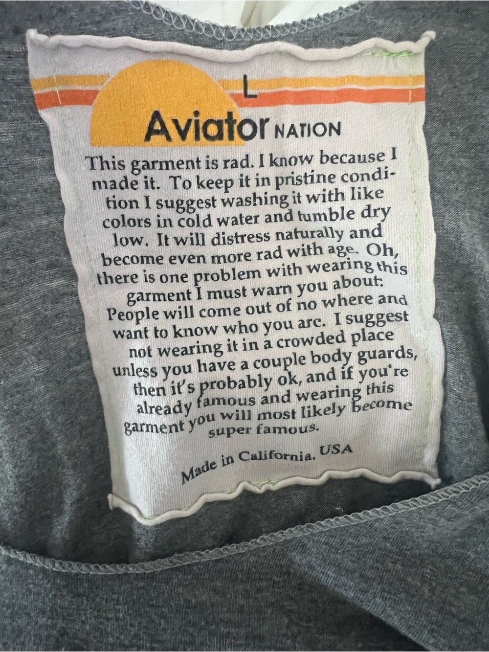 Aviator Nation Grey Tank Top with Retro Austin, Texas Logo - Picture 6 of 6